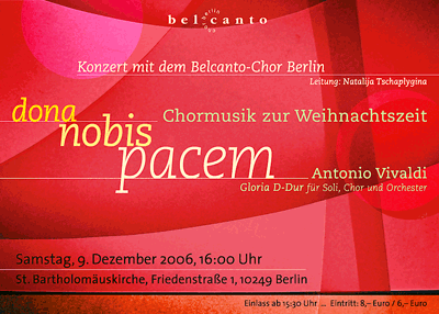 Ankündigung Adventskonzert Belcanto-Chor Berlin